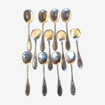 12 silver metal spoons, ice spoons