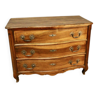 Commode Galbée Louis XV En Noyer