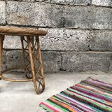 Bamboo stool 50s Decoration natural wood rattan wicker Vintage Plant Door