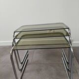 Chrome and Smoked Glass Nesting Tables