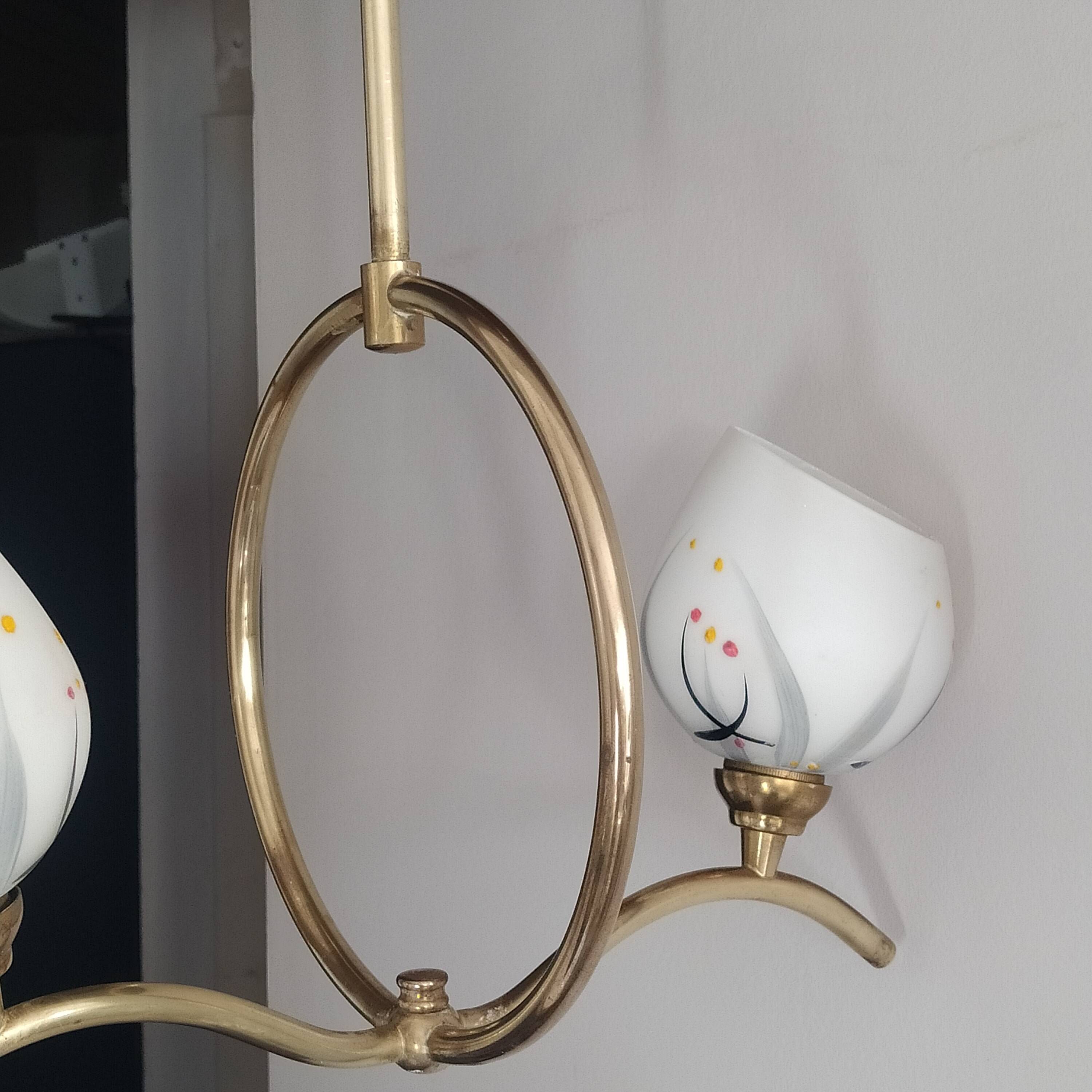 brass chandelier in the shape of a perch from the 50s/60s