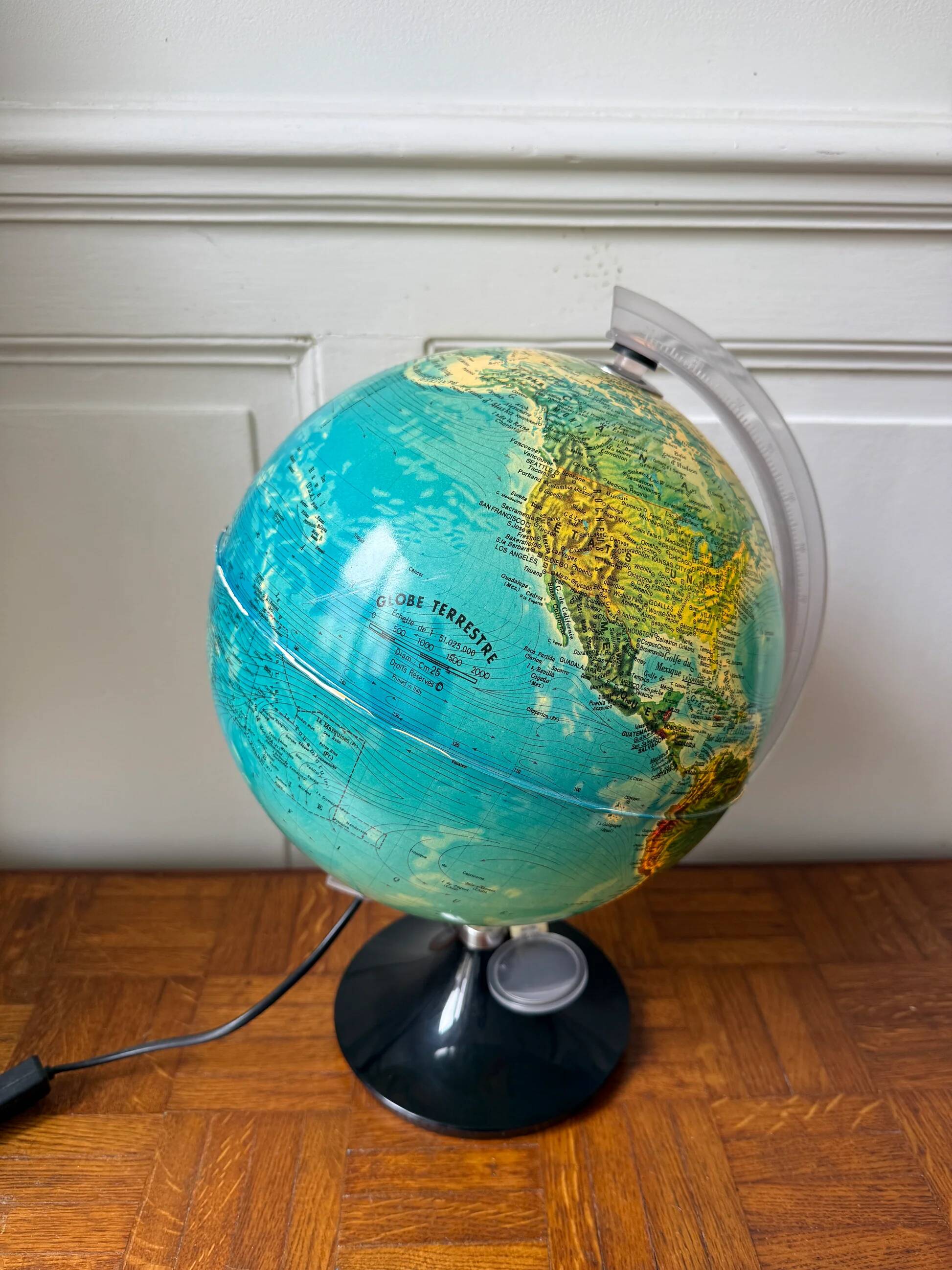 Illuminated terrestrial globe Tecnodidattica – Made in Italy 1970/80