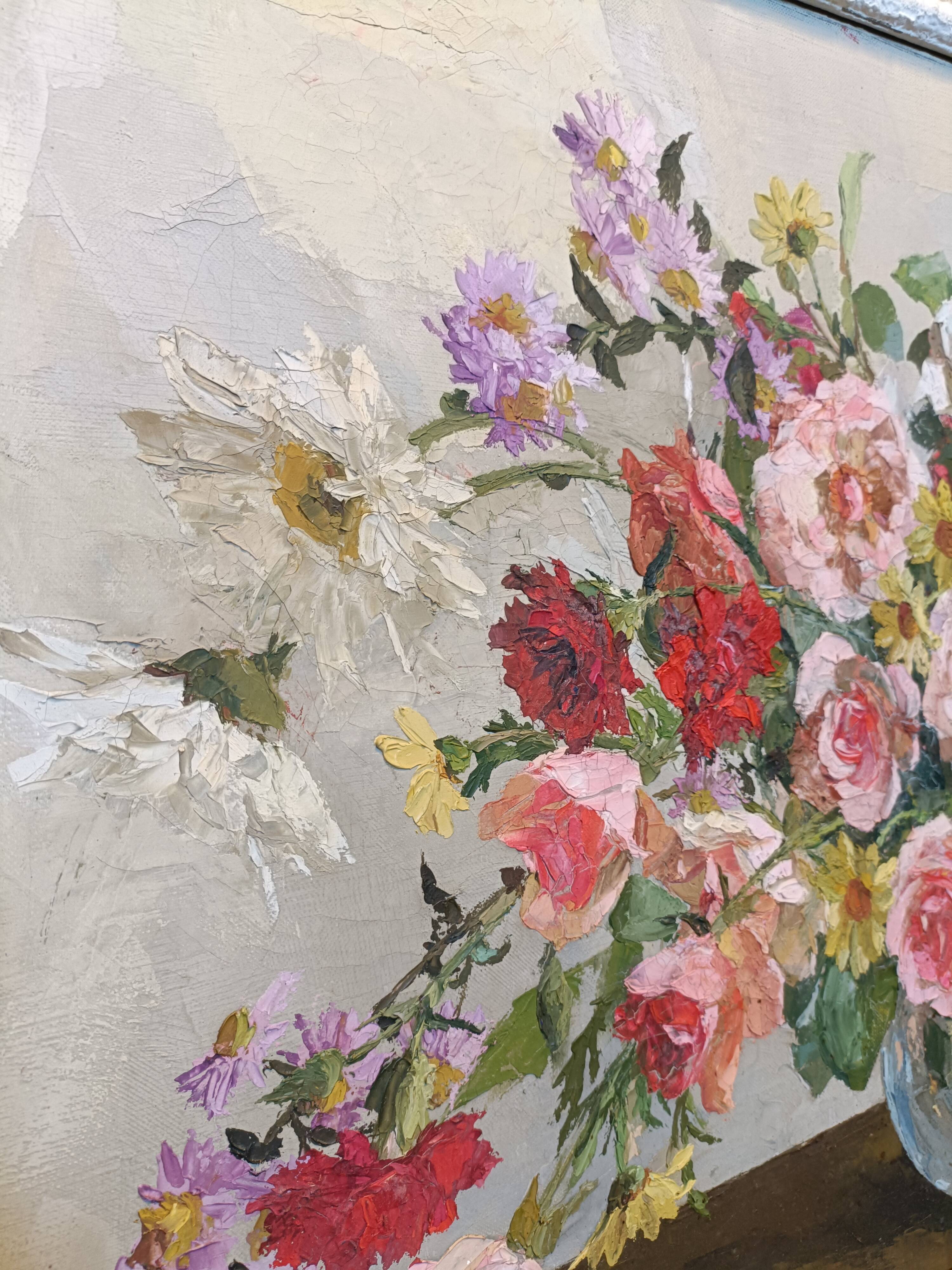 Old painting "bouquet of flowers" from 1938