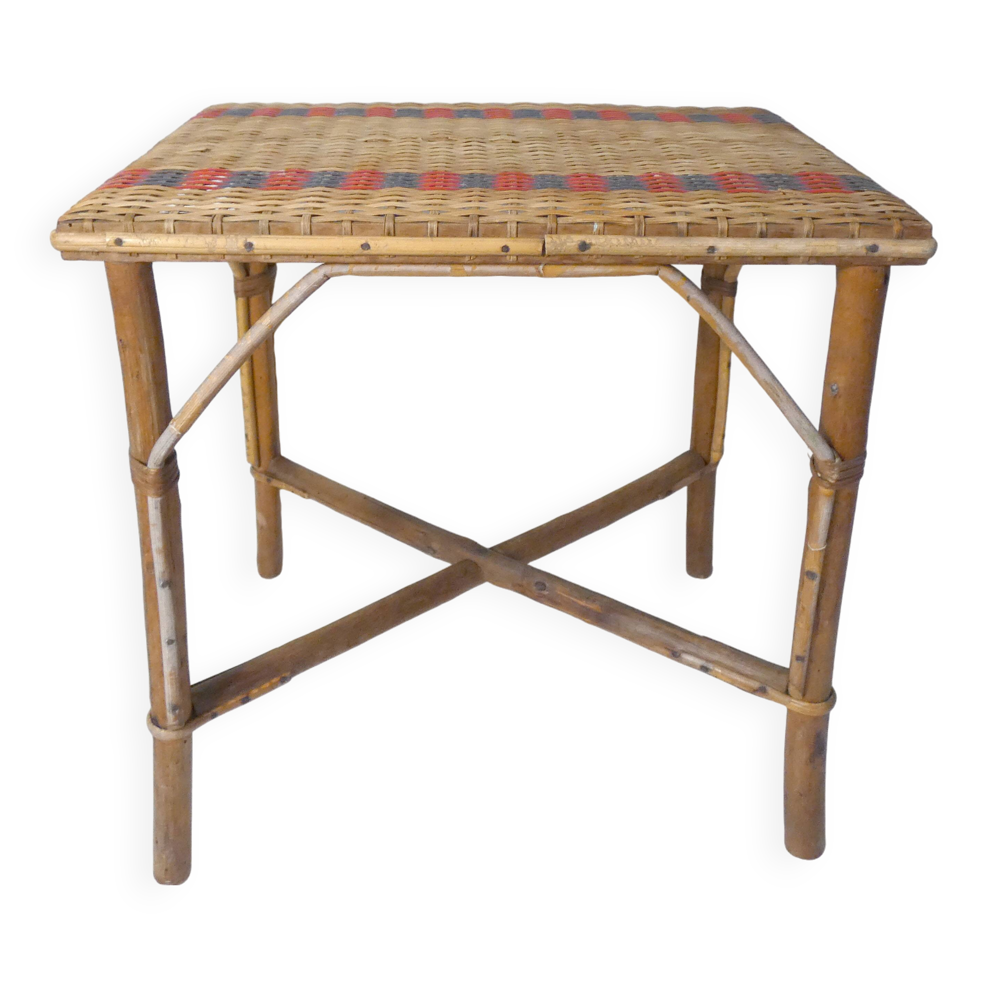 Ancienne table d'appoint en rotin