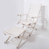 Garden chaise longue with footrest