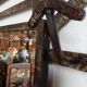 Exceptional and imposing hall wardrobe in hammered wrought iron.