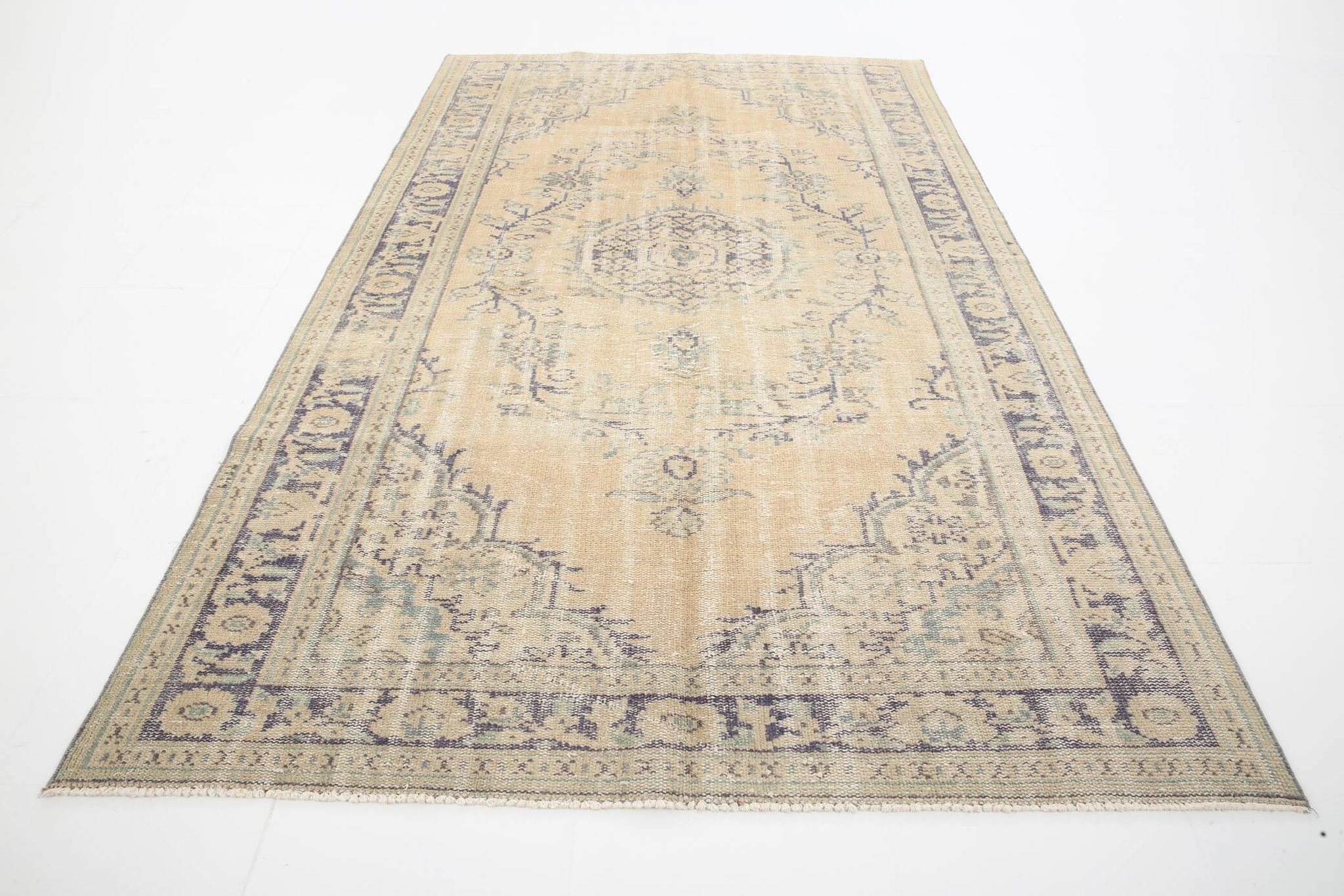 5x9 Beige & Blue Handmade Wool Turkish Rug, 166x272Cm SK 2401 FREE SHIPPING