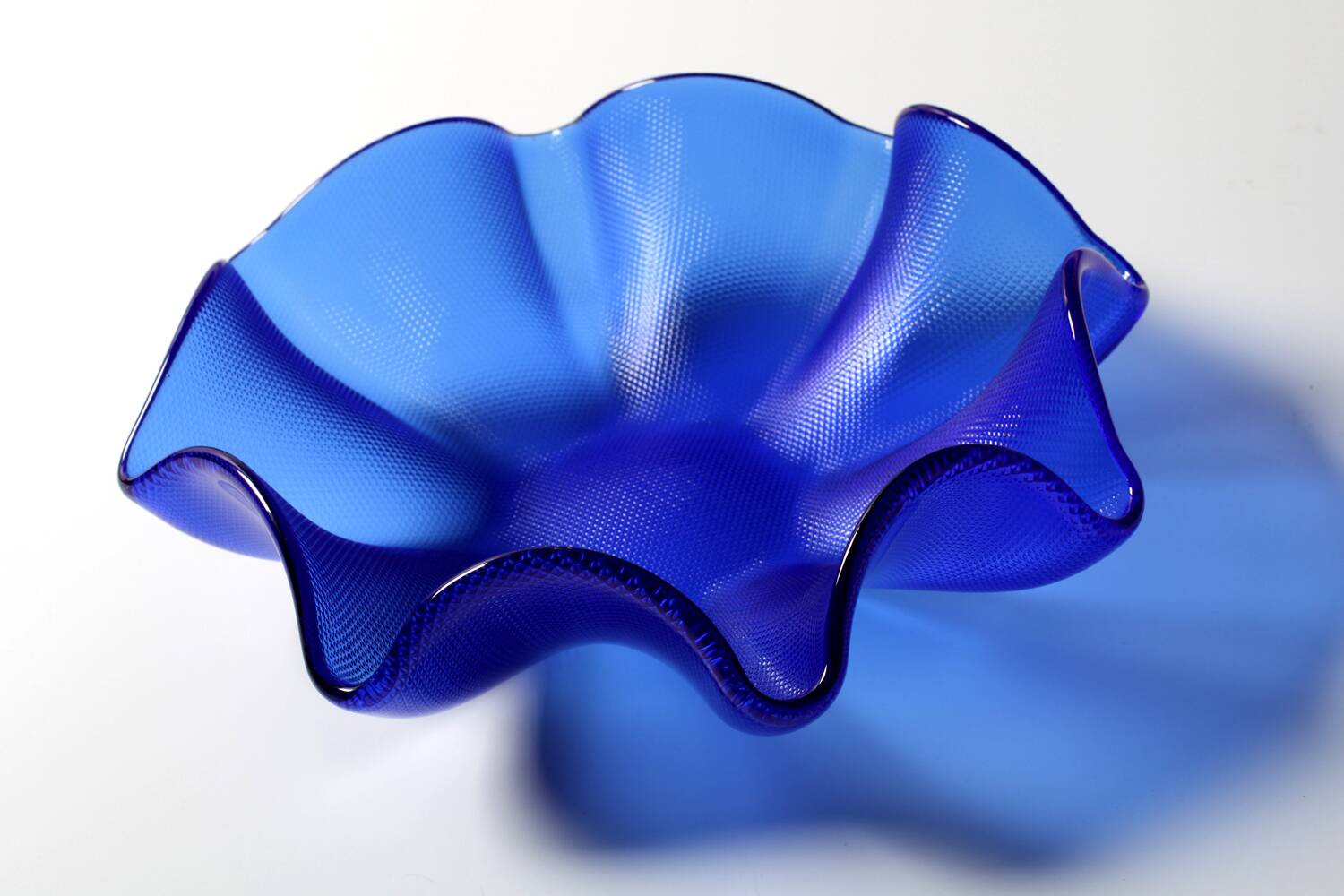Coupe à fruits en verre Blue Waves, Italie années 1960