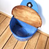 Old salt box in blue enameled sheet metal