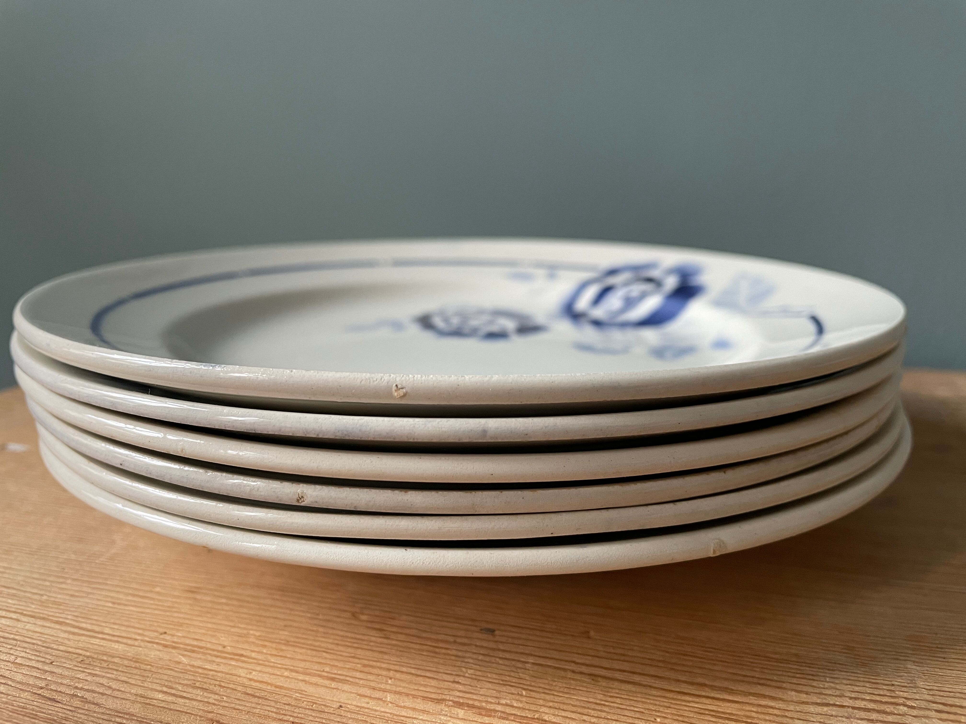 Set of 6 vintage plates in St Amand earthenware, made in France
