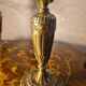 pair of Empire brass bedside lamps 34x14 electric working embroidered lampshade very beautiful