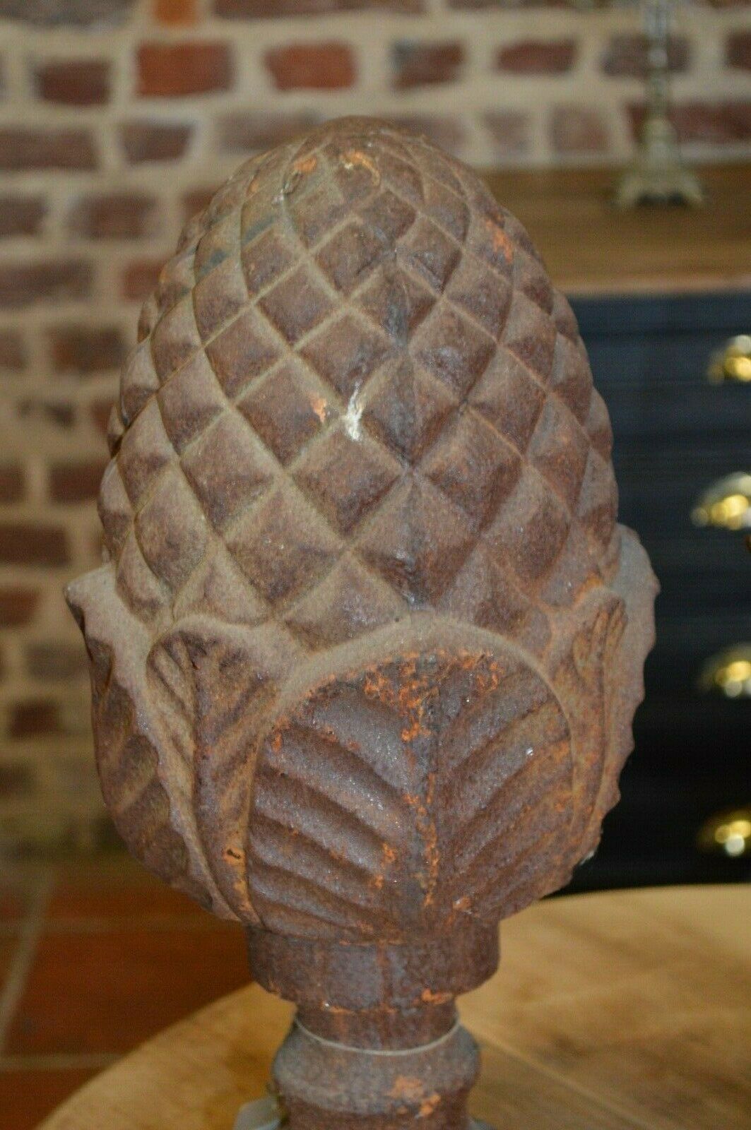 Cast iron pine cones pilaster tops