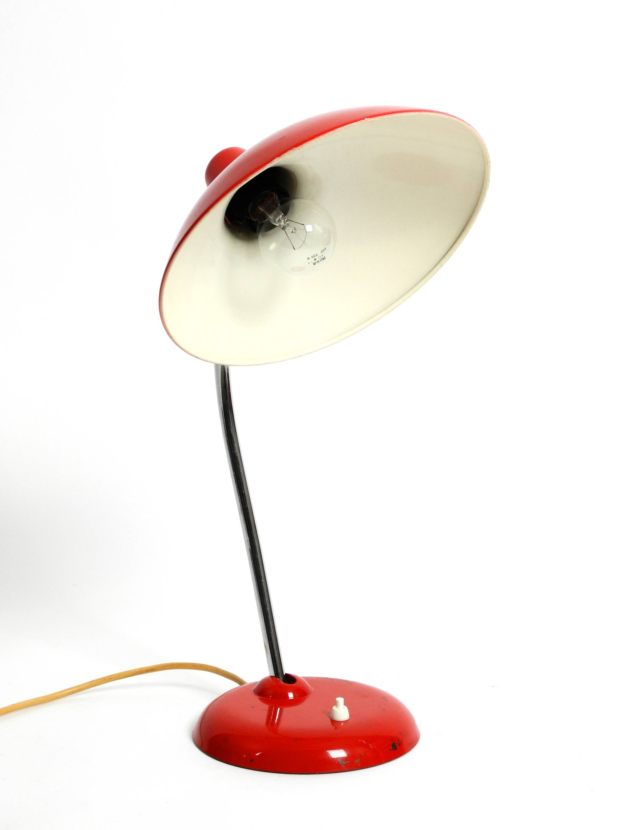 Original red Kaiser Idell metal table lamp model 6786 from the 1960s