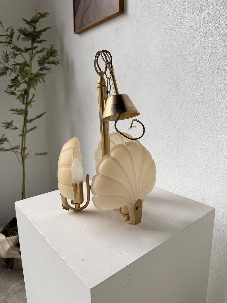 Shell and brass chandelier from the 70s