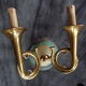 4 bronze. sconces hunting horns, trumpet musical instrument