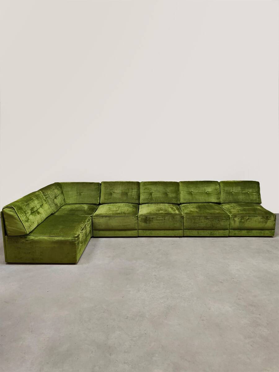 Midcentury modular sofa vintage 'Green velvet spirit'