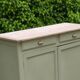 Renovated old Parisian buffet – Clay Green Envie & wooden top – 99 cm