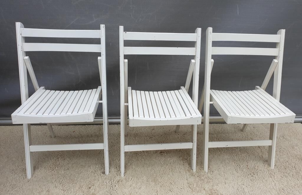 Set 3 folding chairs wood
