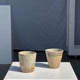 Set of 2 cups in Indonesian ceramic (brown & speckled glazed matte)
