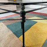 Grande table basse fer forgé et verre Jacques Ducru