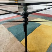 Large wrought iron and glass coffee table by Jacques Ducru