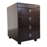 Rosewood storage box on wheels from the 70s/80s