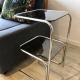 70's chrome pedestal side table