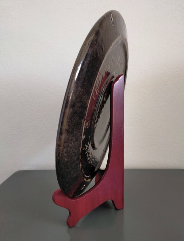 Plat du Dauphiné vintage en terre cuite vernissée Gaetana Décor vignes