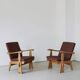 2 carved pine lounge chairs | Scandinavia | 1970s