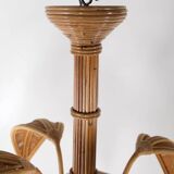 Coconut palm chandelier in rattan