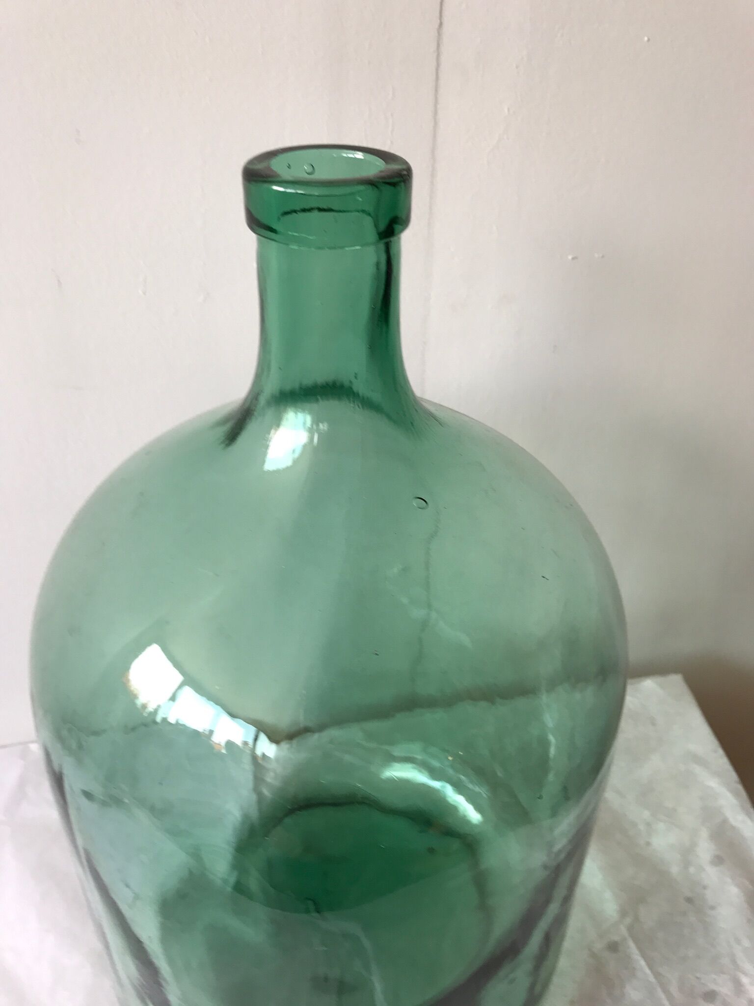 Dame-jeanne vert d'eau vintage