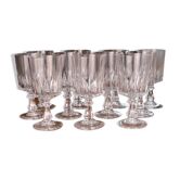 11 verres à vin, modèle "Louvre", Cristal d'Arques