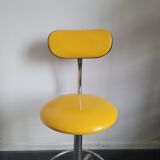 Vintage skaï yellow industrial stool