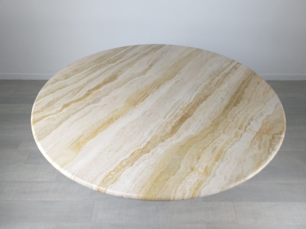 Travertine dining table design Jean-Charles Roche Bobois vintage 70s