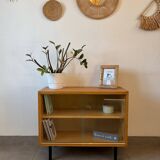 Vintage oak display cabinet from the 1960s.