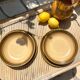 Pair of flat and deep plates in antique stoneware