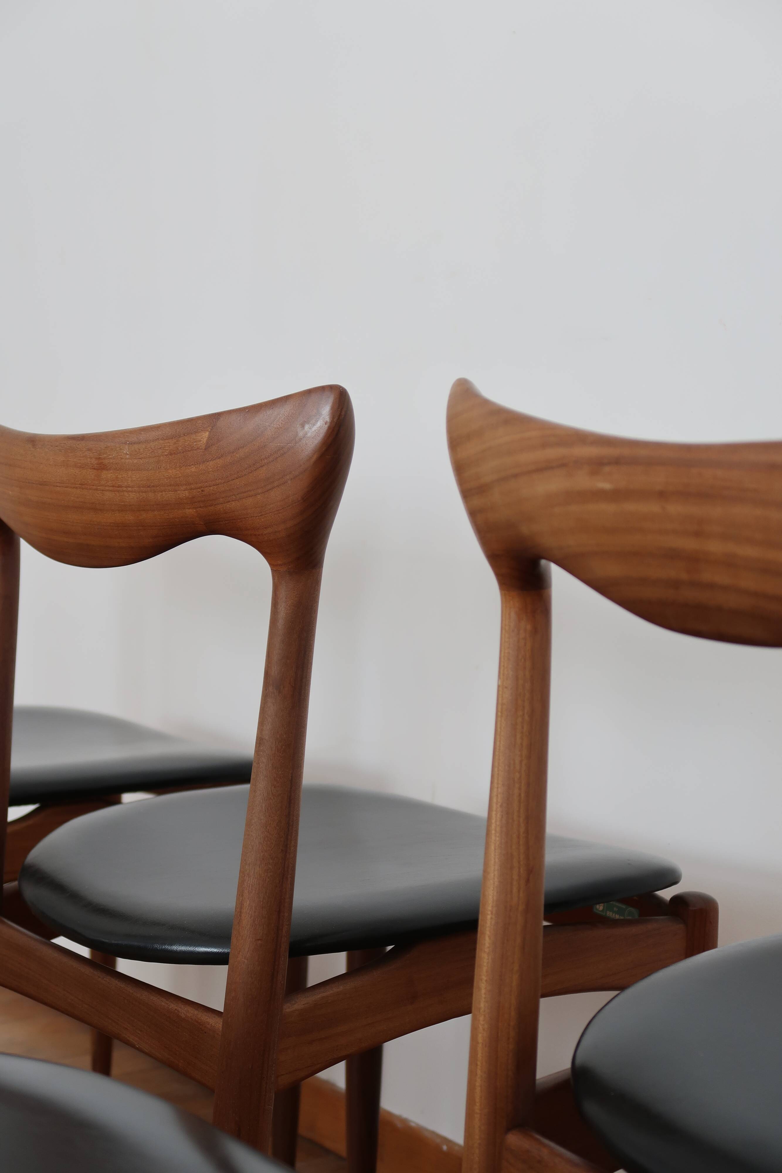 6 chairs skaï teck Bramin made in Denmark