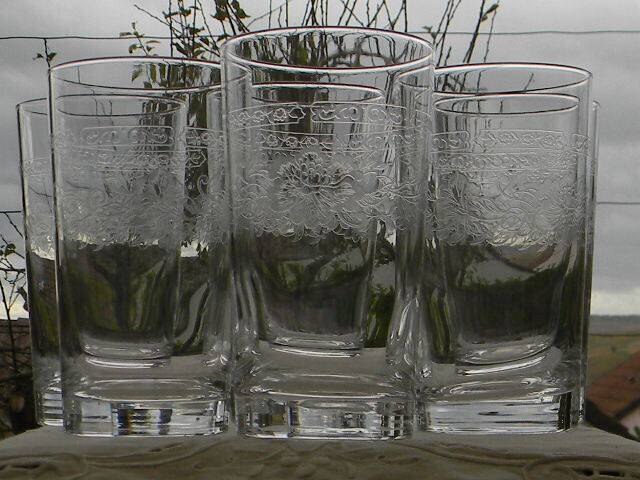 Lot de 6 verres à orangeade en cristal d'arques. modèle matignon.