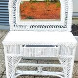 Dressing table in woven white rattan; 1970s