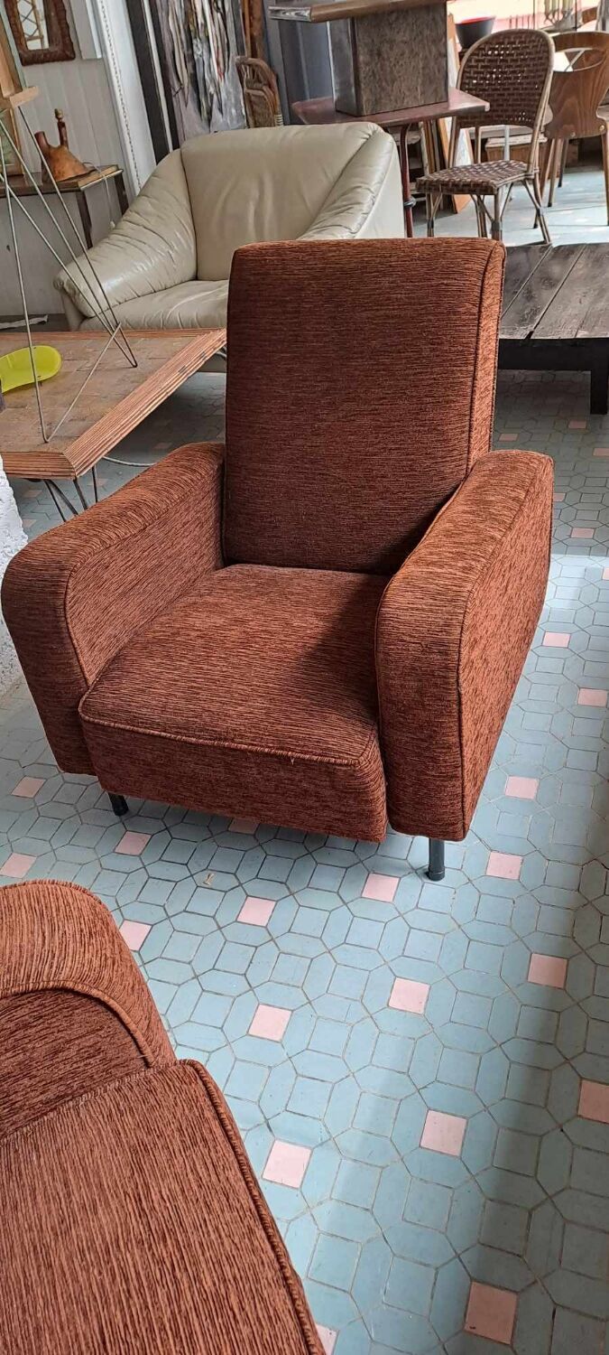 Pair of armchair Airborne 1960 velvet
