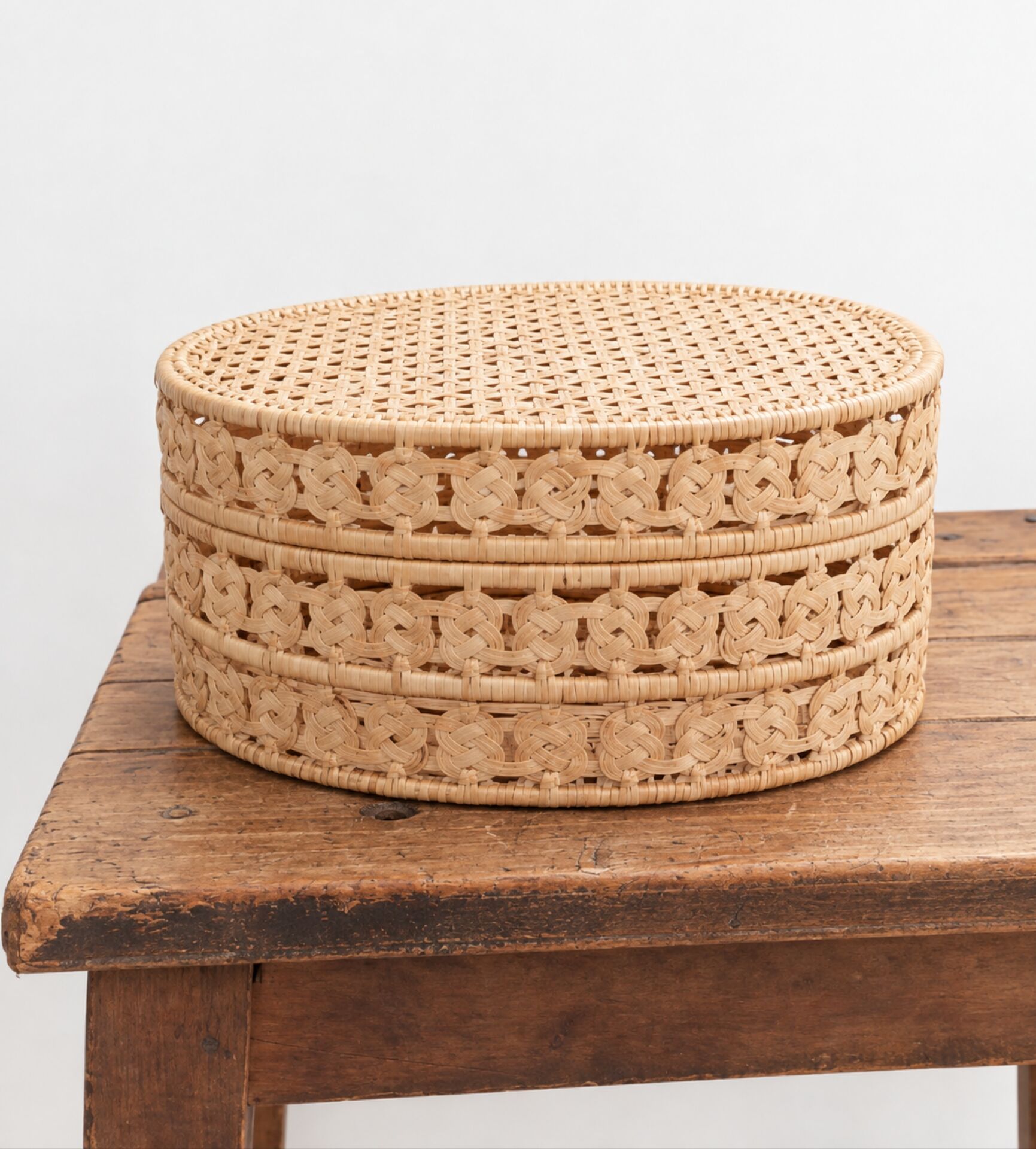 Vintage woven rattan box, case
