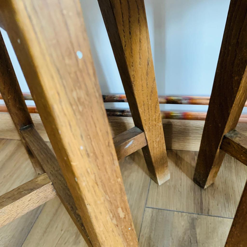 Set of 6 brutalist oak stools