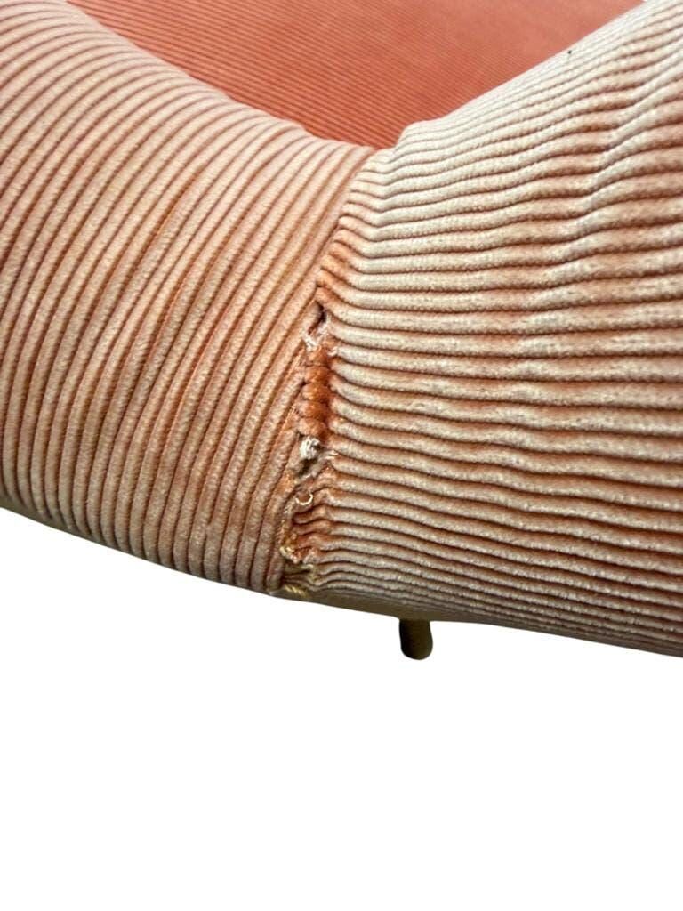 Vintage ribbed salmon pink sofa