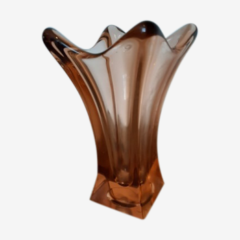 Vase fleur en verre rose