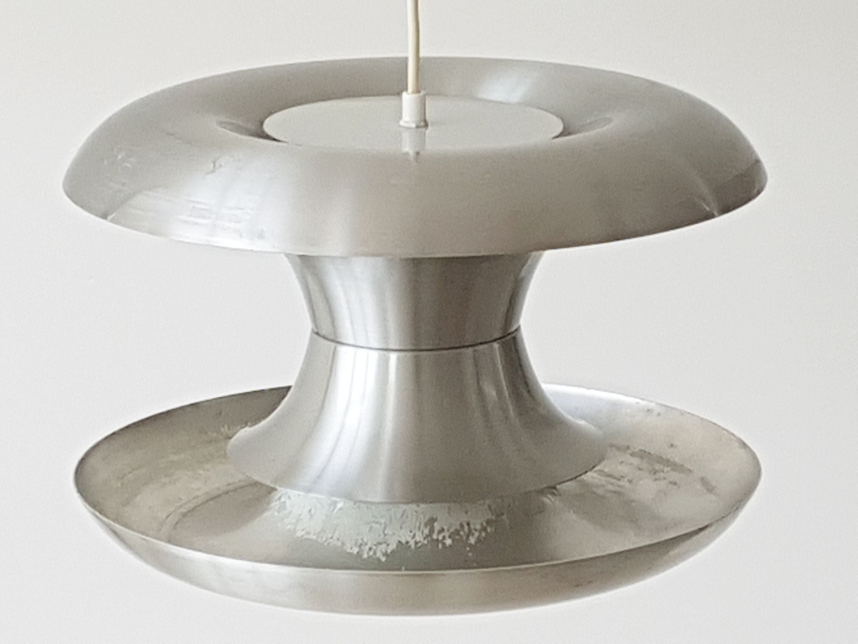 Scandinavian chandelier in brushed steel 1960