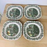 4 dessert plates and cups Merry Christmas Johnson Bros