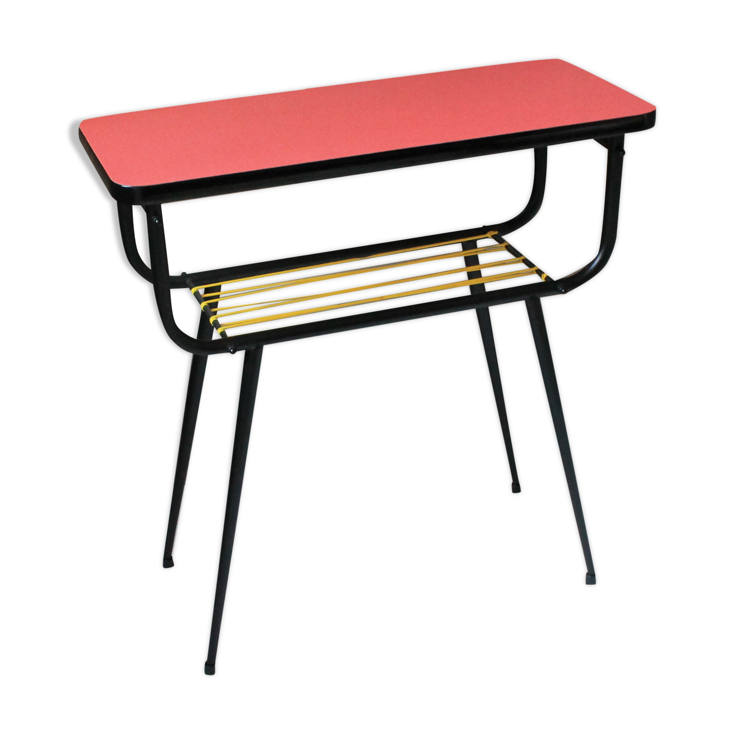 Side table formica & vintage scoubidou