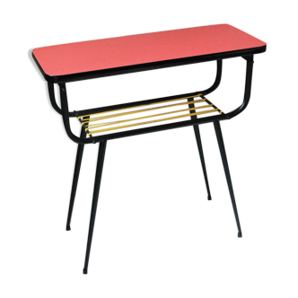 Side table formica & vintage scoubidou