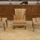 Set of 2 Bridge armchairs and one armchair attributed to Jules Leleu from the 1930s.
