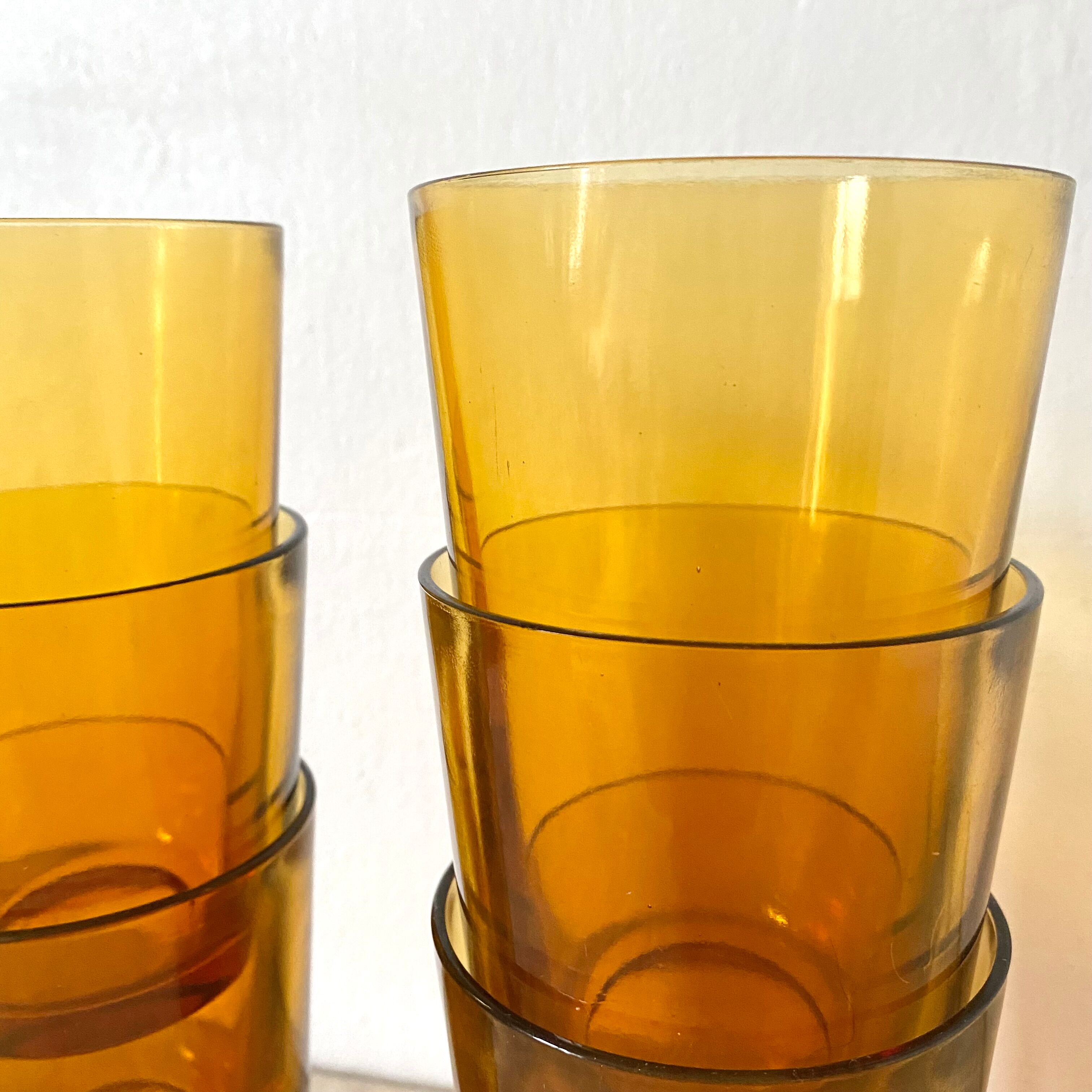 Verres à eau vintage ambrés vereco